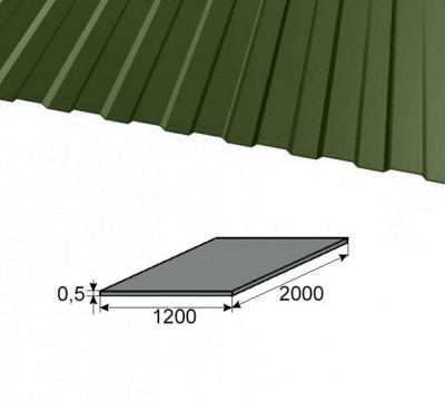 Профнастил С8 зеленый мох RAL6005 2000х1200х0,5 мм