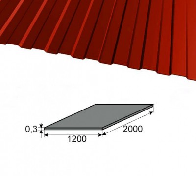 Профнастил С8 винно-красный RAL3005 2000х1200х0,3мм