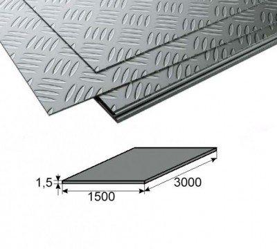 Лист алюминиевый рифлёный 1500х3000х1,5мм