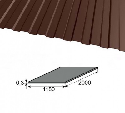 Профнастил С10 шоколадно-коричневый RAL8017 2000х1180х0,35 мм