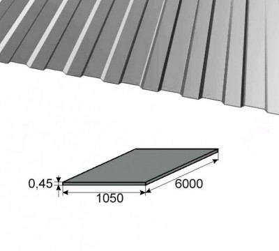 Профнастил C21 оцинкованный 1050х6000х0,45 мм