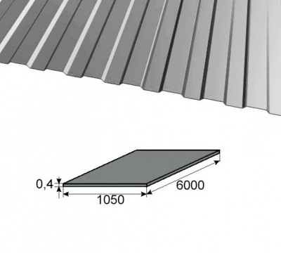 Профнастил C21 оцинкованный 1050х6000х0,4 мм