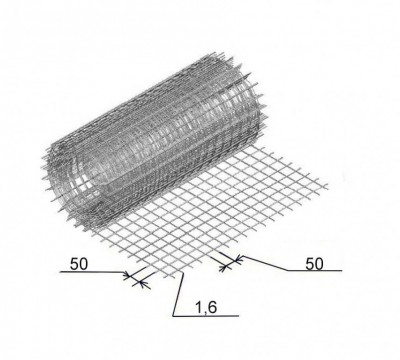 Сетка сварная (рулон) 0,50х50 м (50х50х1,6)